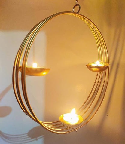 Hanging ring wire diya in a traditional urli style by The Gharnish, featuring intricate wire craftsmanship and a decorative design