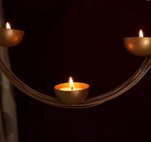 Hanging Ring Wire Diya in an ornate urli style by The Gharnish, featuring a decorative wire ring for hanging and traditional design.