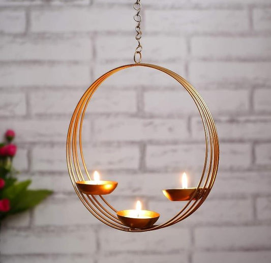 Hanging ring wire diya in an urli shape by The Gharnish, featuring a decorative wire ring for hanging and traditional design.