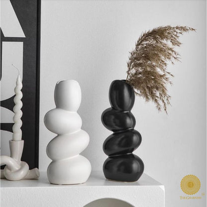 White Nordic style cobble decoration modern vase by The Gharnish, featuring a sleek, minimalist design perfect for contemporary decor.