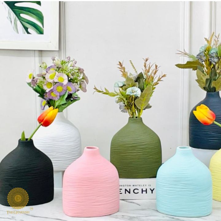 White Premium Matte Ceramic Vase by The Gharnish, showcasing a sleek, modern design perfect for home decor.