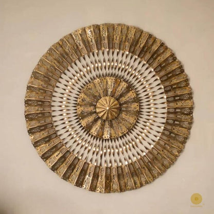 Metallic rings of lights wall art by The Gharnish, 30-inch modern wall decor with shiny, reflective ring designs for contemporary interiors.
