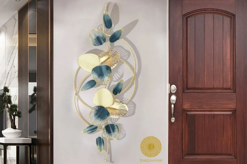 3D metallic vintage flower wall art by The Gharnish, 48 x 24 inches, featuring a detailed floral design in a metallic finish.