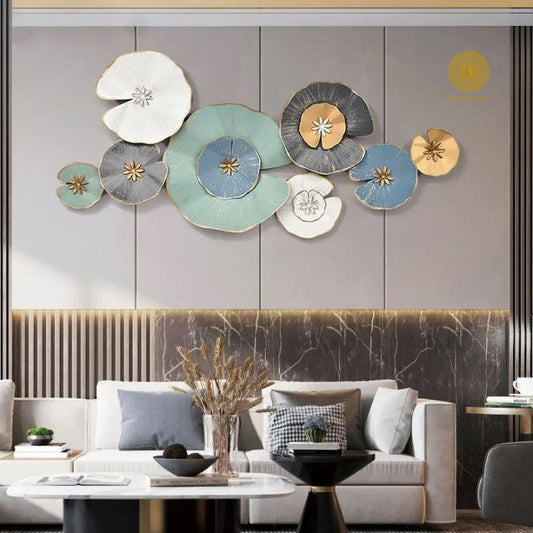 8 Metallic Flower Wall Art (48x24 Inches) - The Gharnish - A Unit of Satkala Creations