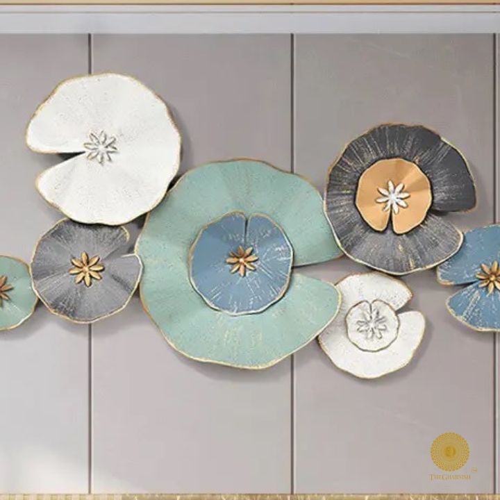 Metallic flower wall art by The Gharnish, 48x24 inches, featuring elegant floral metal design for wall decoration.