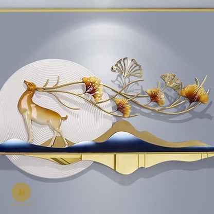 Divine Nature Deer Wall Art (55x25 Inches) - The Gharnish - A Unit of Satkala Creations