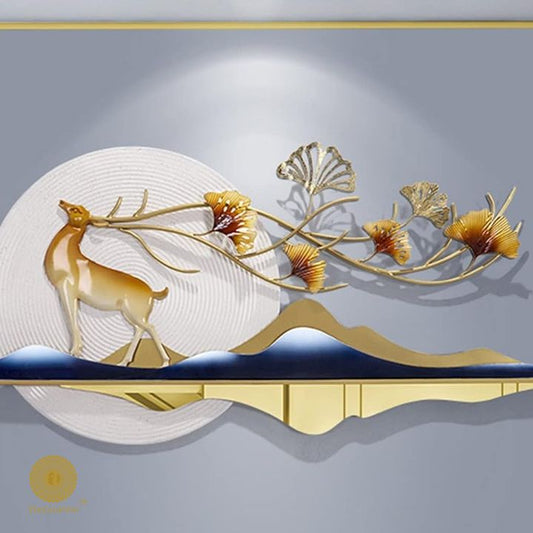 Divine Nature Deer Wall Art (55x25 Inches) - The Gharnish - A Unit of Satkala Creations