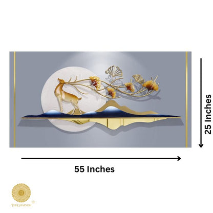 Divine Nature Deer Wall Art (55x25 Inches) - The Gharnish - A Unit of Satkala Creations