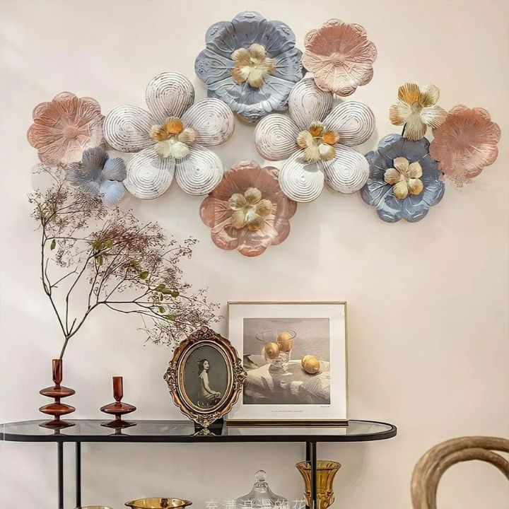 Elegant multicolor metallic flower wall art by The Gharnish, 48x24 inches, featuring vibrant floral metal wall decor.