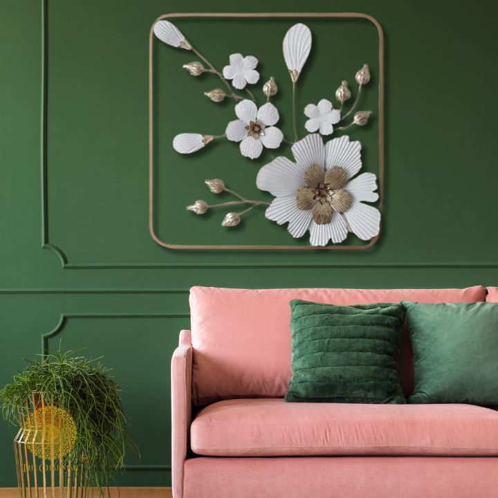Square wall art panel with floral and petal design, 36x36 inches, by The Gharnish, suitable for modern home décor.