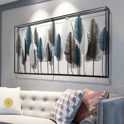 Framed Leaf Wall Art (48x24 Inches) - The Gharnish - A Unit of Satkala Creations