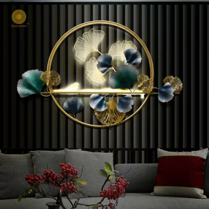 Full Leaf Circle Wall Art (48x32 Inches) - The Gharnish - A Unit of Satkala Creations