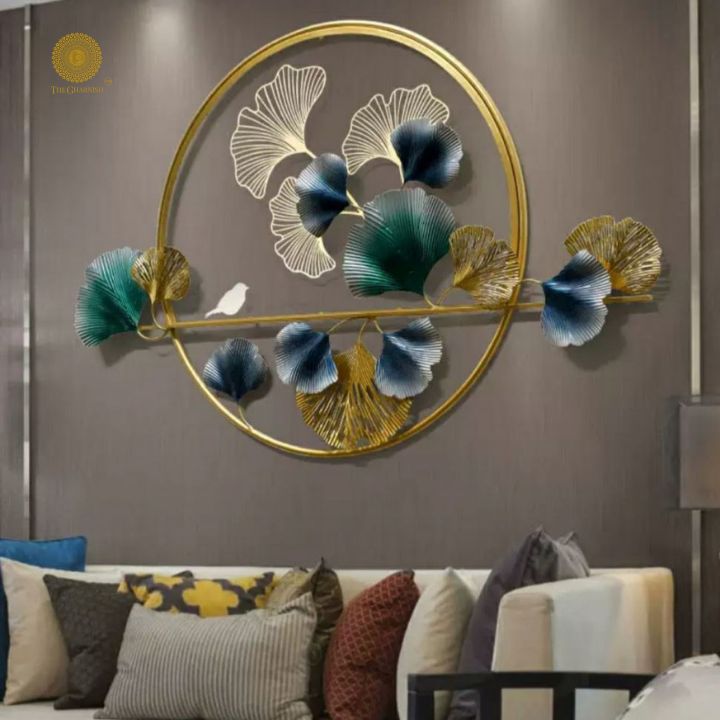 Full Leaf Circle Wall Art (48x32 Inches) - The Gharnish - A Unit of Satkala Creations