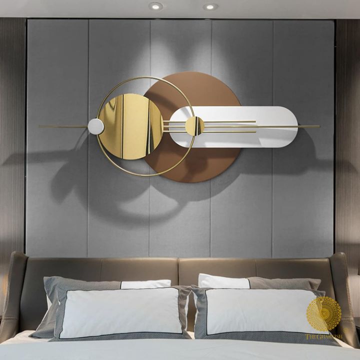 Golden Geomatric Metallic Wall Art (48x25 Inches Approx) - The Gharnish - A Unit of Satkala Creations