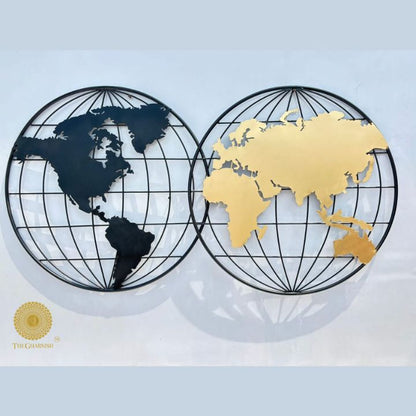 Metal World Map Wall Hanging for Home Living Room,Office,Hotel and Cafe - The Gharnish - A Unit of Satkala Creations