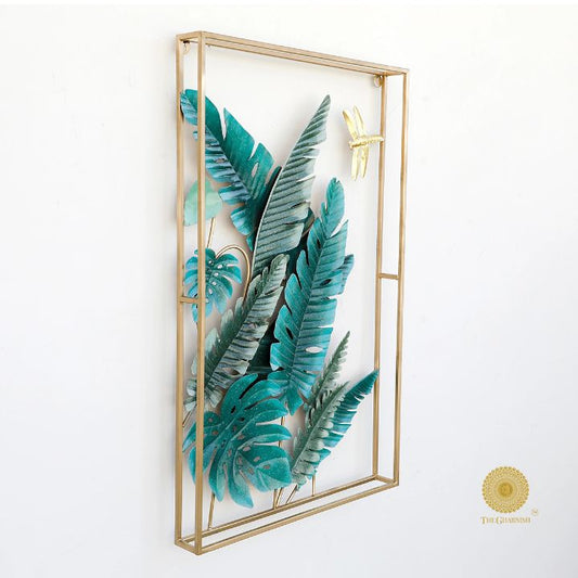 Metallic Framed Leaf Wall Art (24x48 Inches) - The Gharnish - A Unit of Satkala Creations