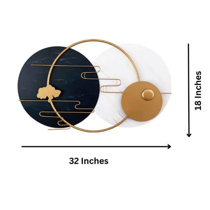 Metallic musical rings wall art by The Gharnish, decorative wall art featuring interconnected shiny rings and plates.