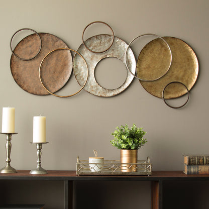 Circle wall art by The Gharnish featuring a modern ring-designed design, 48x19 inches, ideal for contemporary interior decor.
