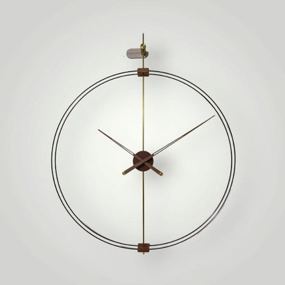 Super sleek double ring metallic and wooden wall clock by The Gharnish, 24 inches, with modern design and clear clock face.