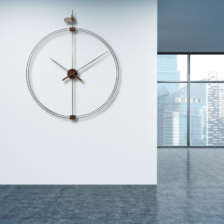 Super Sleek Double Ring Metallic and Wooden Wall Clock by The Gharnish, 24-inch modern wall clock with metallic and wooden design elements.