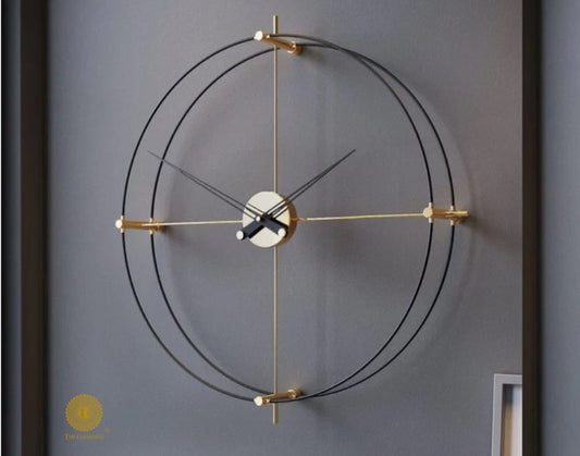 Super Sleek Double Ring Metallic Wall Clock by The Gharnish, 30-inch modern wall clock with a stylish metallic design.