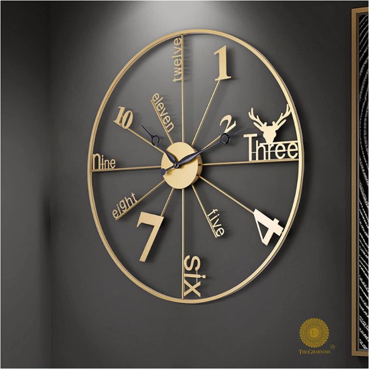 Number Sticks Wall Clock (24 Inches) - The Gharnish - A Unit of Satkala Creations