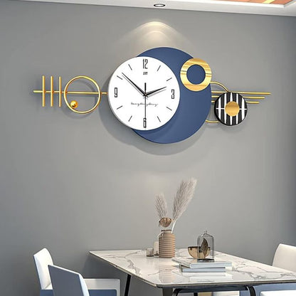 Arial Metallic Wall Clock by The Gharnish, 48x20 inches, modern silver finish, large decorative wall clock for living spaces.