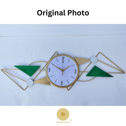 Decorative Geomatric Wall Clock (12x37 Inches) - The Gharnish - A Unit of Satkala Creations