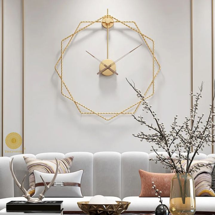 Double Layerd Hexagon Wall Clock (24 Inches Dia) - The Gharnish - A Unit of Satkala Creations