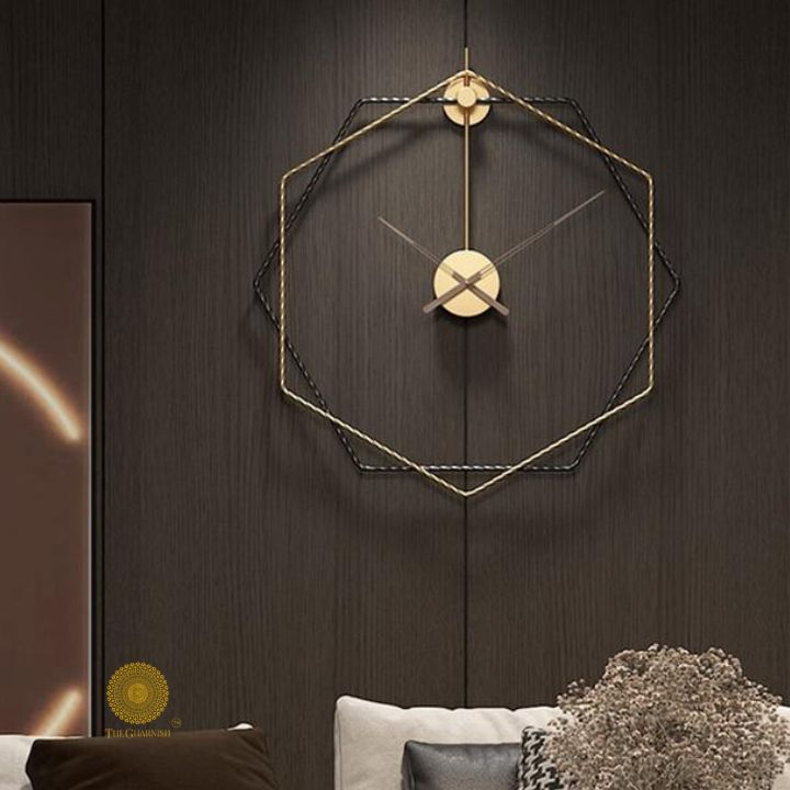 Double Layerd Hexagon Wall Clock (24 Inches Dia) - The Gharnish - A Unit of Satkala Creations