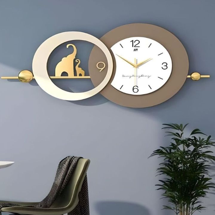 Geometric contemporary circular wall clock by The Gharnish with modern design and stylish black and white color scheme.