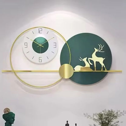 Majestic wall clock by The Gharnish featuring a golden deer design and elegant clock face for stylish home decor.