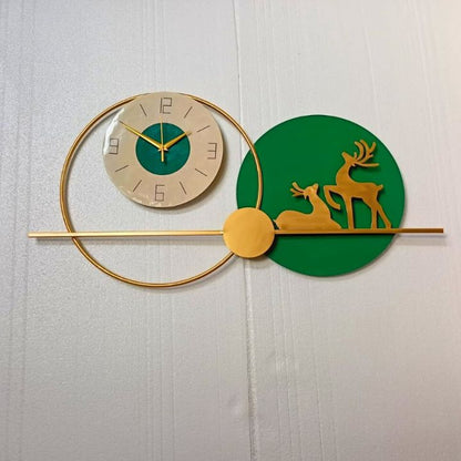 Majestic wall clock by The Gharnish featuring a golden deer design and classic round face for elegant home decor.