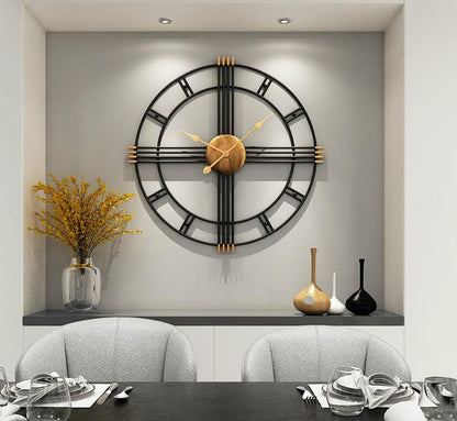 Modern black ring wall clock by The Gharnish, 24-inch metallic design with sleek contemporary style for wall decor.