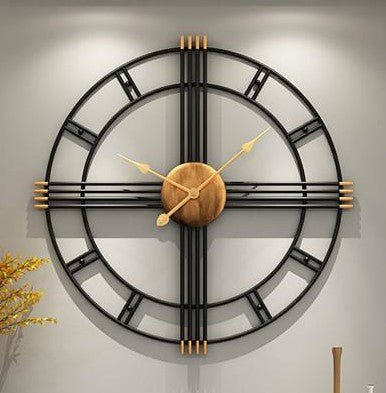 Modern black ring wall clock by The Gharnish, 24-inch metallic design with sleek contemporary style.