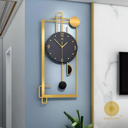 Pendulam Replica Framed Wall Clock (10x26 Inches) - The Gharnish - A Unit of Satkala Creations