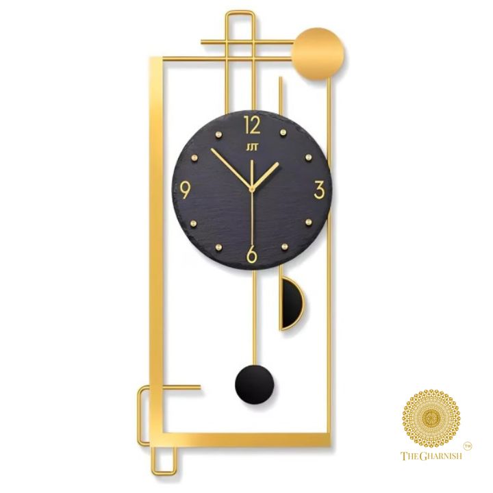 Pendulam Replica Framed Wall Clock (10x26 Inches) - The Gharnish - A Unit of Satkala Creations