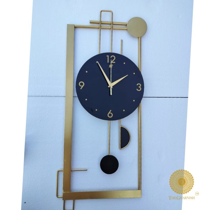 Pendulam Replica Framed Wall Clock (10x26 Inches) - The Gharnish - A Unit of Satkala Creations