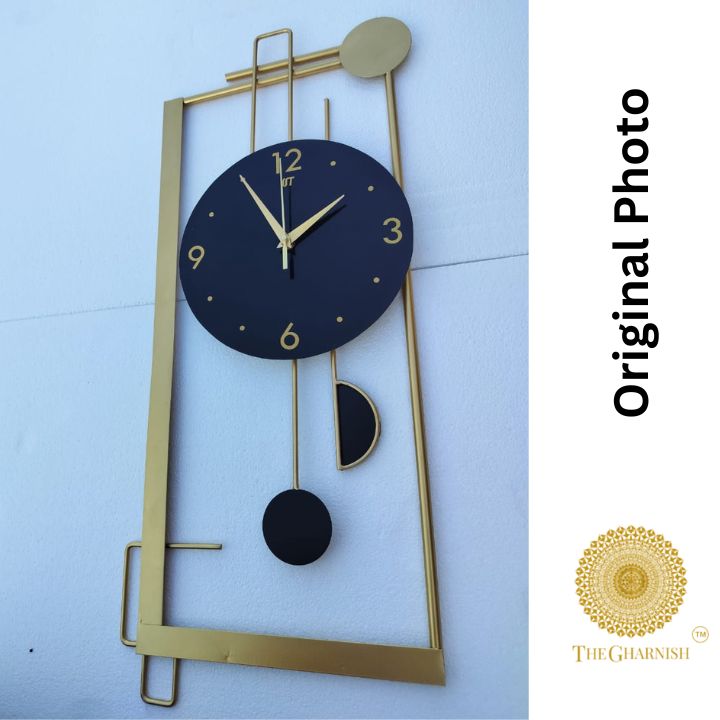 Pendulam Replica Framed Wall Clock (10x26 Inches) - The Gharnish - A Unit of Satkala Creations