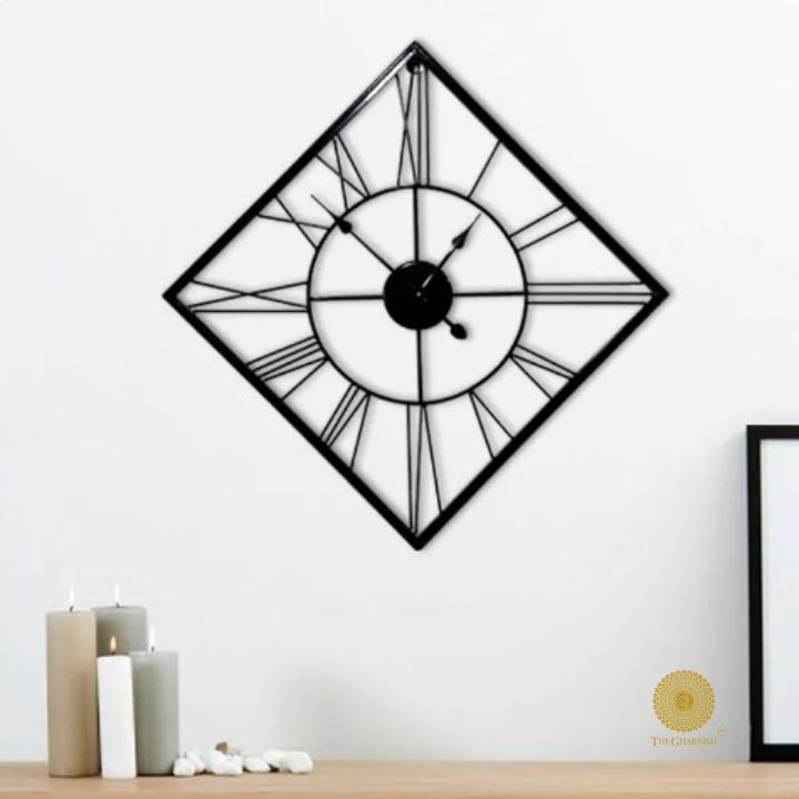 Square Roman Wall Clock by The Gharnish, 24-inch diameter, modern wall clock with Roman numeral design for home decor.