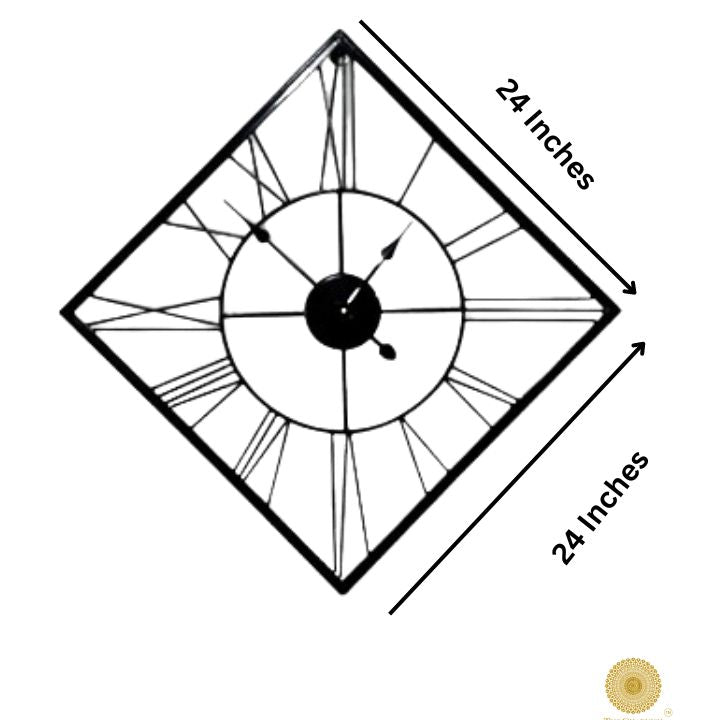 Square Roman Wall Clock by The Gharnish, 24-inch diameter, modern design with Roman numeral face for stylish home decor.