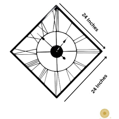 Square Roman Wall Clock by The Gharnish, 24-inch diameter, modern design with Roman numeral face for stylish home decor.