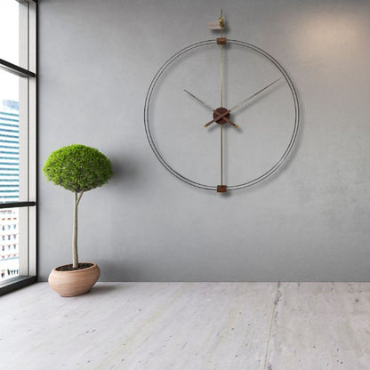 Super Sleek Double Ring Metallic & Wooden Wall Clock - The Gharnish - A Unit of Satkala Creations