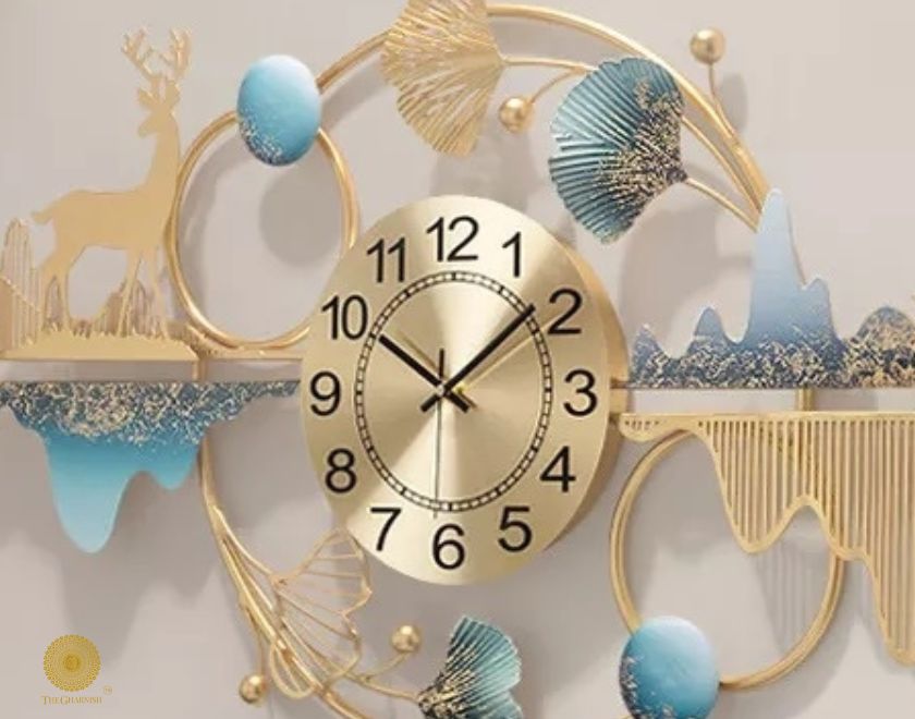 Large Time And Nature Wall Clock by The Gharnish, 48x24 inches, featuring a natural-themed design and modern wall clock style.
