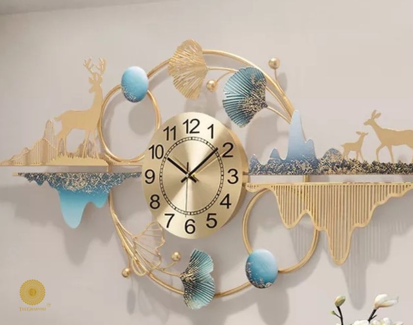 The Gharnish Time and Nature Wall Clock, 48x24 inches, featuring a natural-themed design and large, easy-to-read numerals.