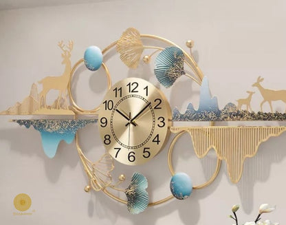The Gharnish Time and Nature Wall Clock, 48x24 inches, featuring a natural-themed design and large, easy-to-read numerals.