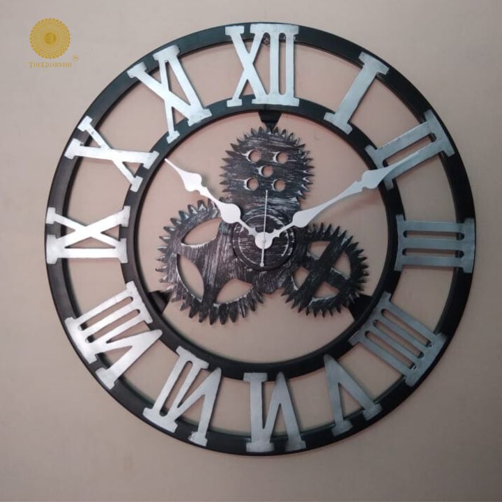 Moving Gear Replica Wall Clock (24 Inches Dia) - The Gharnish - A Unit of Satkala Creations