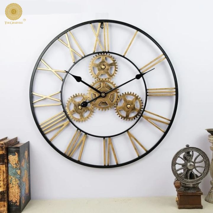Moving Gear Replica Wall Clock (24 Inches Dia) - The Gharnish - A Unit of Satkala Creations