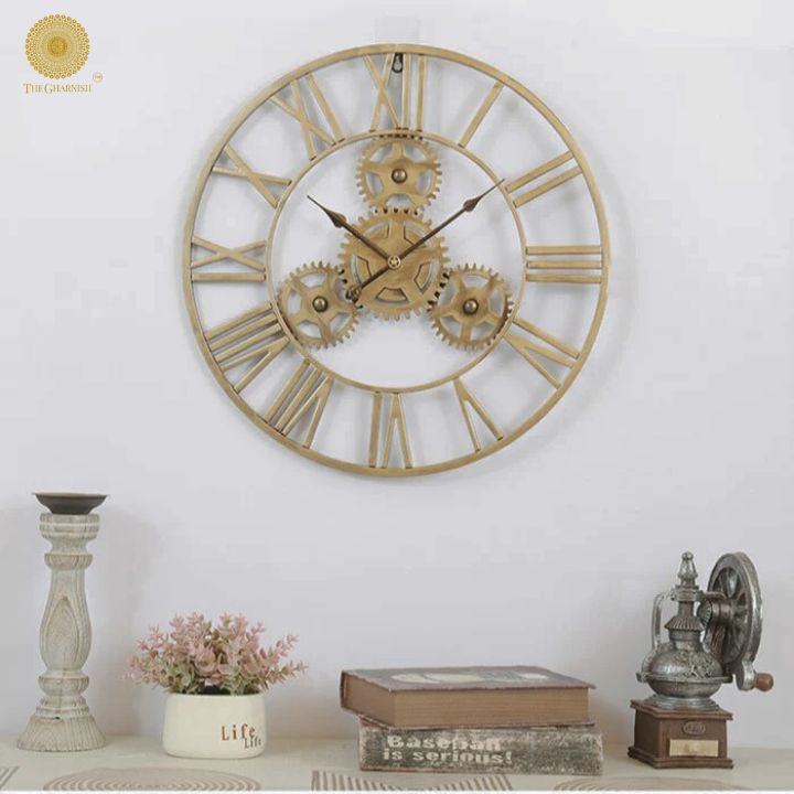 Moving Gear Replica Wall Clock (24 Inches Dia) - The Gharnish - A Unit of Satkala Creations
