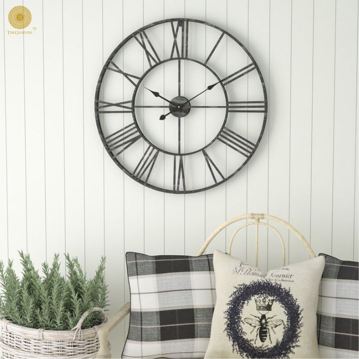Roman Metal Wall Clock (24 Inches Dia) - The Gharnish - A Unit of Satkala Creations
